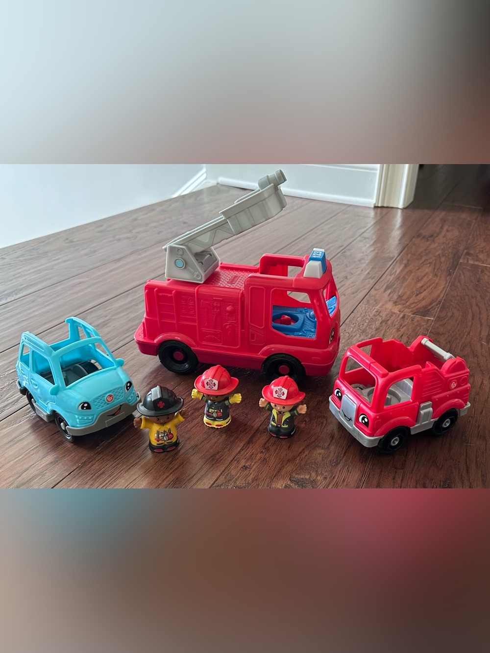Little People Firetrucks and Car with figures- lights and sounds